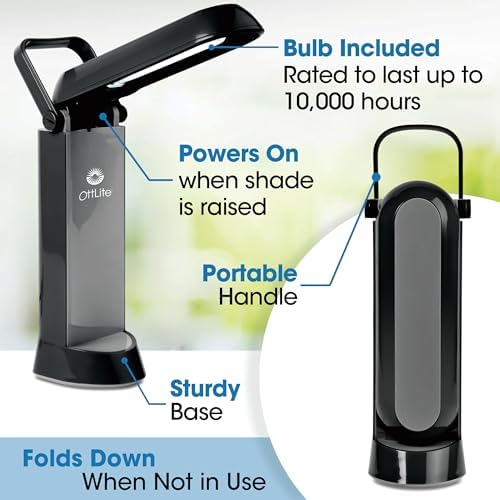 OttLite 13-Watt Folding CFL Task Lamp with Handle, Black - Image 2