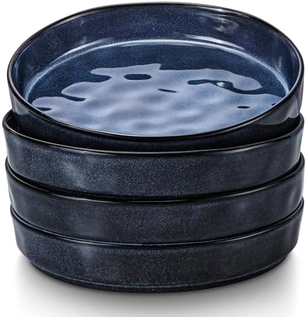 LIANYU 33oz Pasta Bowls Sets of 4, Wide Shallow Stoneware Dinner Plates by LIANYU