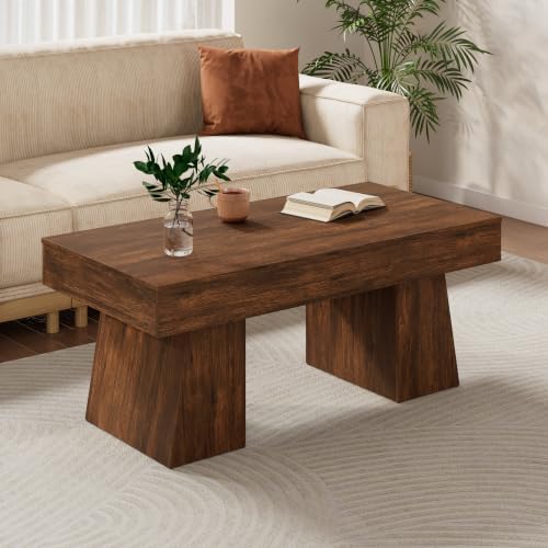 Farmhouse Coffee Table,Living Room Table,47 Inches Coffee Table with Thick Base, Accent Center Table for Living Room, Lounge,Tea Room Or Study,Rustic Brown Color - Image 3