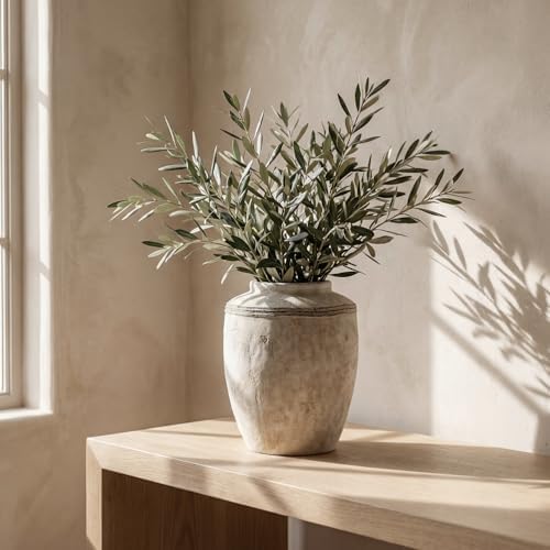 Large Ceramic Flower Vase Home Decor Rustic Vintage Terracotta Vase 10.4" - Image 2