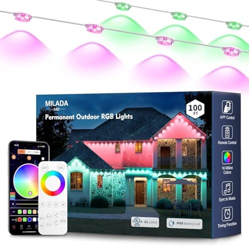 Permanent Outdoor Lights RGB 100FT/50LEDs Eaves String by MILADALED