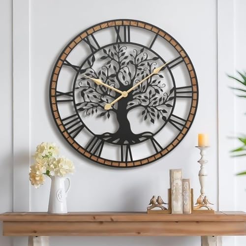 Micasso Large Wall Clock Decorative: 27 Inch Tree of Life Battery Operated by Micasso