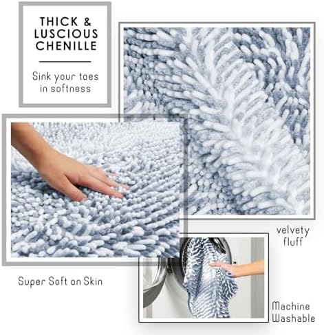 Clara Clark Bathroom Accessories Set - 27PC Bathroom Set with Adhesive Corner Shower Caddy Hanging, Bathroom Sets with Shower Curtain and Rugs, Ombre Navy Shower Curtain Set with Bathroom Trash Can - Image 5