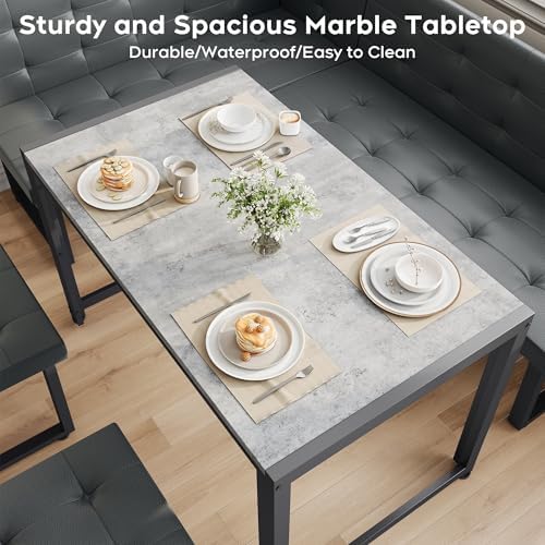 XIAO WEI Corner Dining Table Set for Small Spaces, 70 Inch Breakfast Nook with Storage Banquette, 5 Piece Dining Set with Upholstered Bench, Modern Grey - Image 4