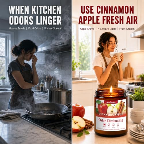Cinnamon Apple Odor Eliminating Candles | Eliminates 95% of Pet, Smoke, Food, and Other Smells Quickly – 7 oz Fall Soy Candle for Home Scented - Fresh Spice Fruity Scent Holiday Gifts for Women Men - Image 6