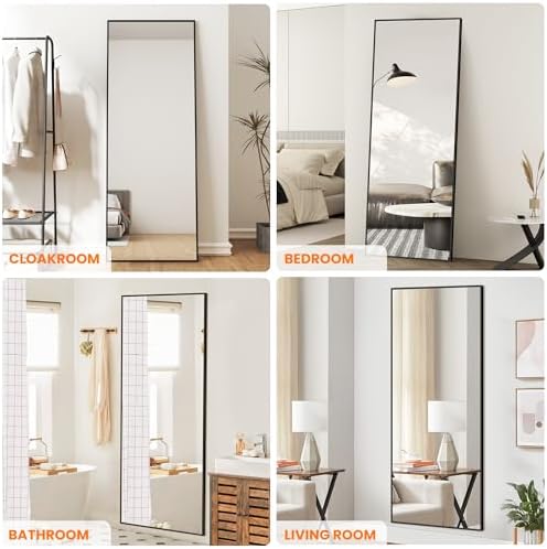 TRAHOME Full Length Floor Mirror 70"x24", Large Standing Body Mirror, Black - Image 3