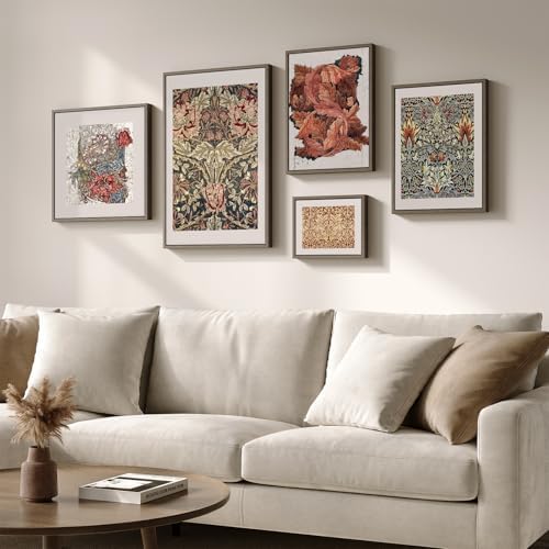 Large Framed William Morris Vintage Wall Art for Living Room, 5 Piece - Image 2