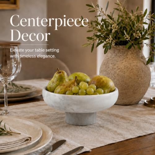 Koville Marble Pedestal Bowl, 7.4" Decorative Stone Bowl for Key Jewelry Entryway Table Catch alls, Aesthetic Modern Fruit Bowl for Kitchen Counter Home Coffee Table Decor Centerpiece(Grigio Fantasy) - Image 5