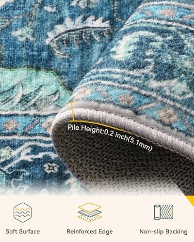 RELEANY Washable Area Rug, 7'x9', Teal - Image 2