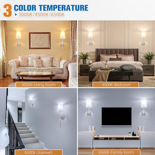 NIORSUN 25.4 inch Brushed Nickel Battery Operated Wall Sconce Set of 2,Rechargeable Wall Lights with Dimmable Detachable Bulbs and Remote,9 Colors Wireless Sconces for Bedroom Living Room Hallway - Image 4