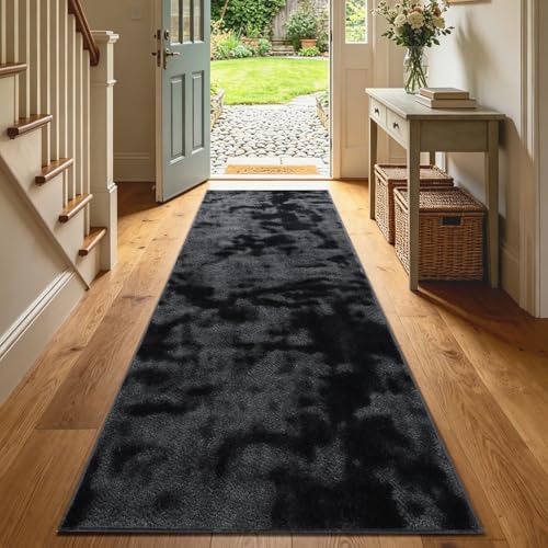 2x6 Tie-dye Dark Grey Runner Rug Washable Non-Slip for Kitchen Hallway - Image 2