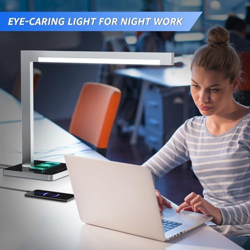 Aluminum LED Desk Lamp with Charging Station, 15W Table Lamp Work - Image 5
