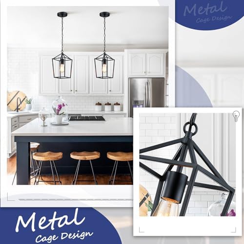 Sheetea 2 Pack Pendant Lights Kitchen Island, Modern Black Light Fixtures - Image 4