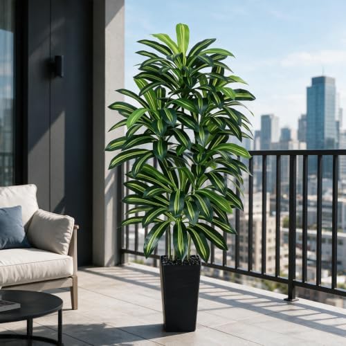 Artificial Dracaena Tree 6FT / Black Planter, Tall Plants Indoor - Image 6