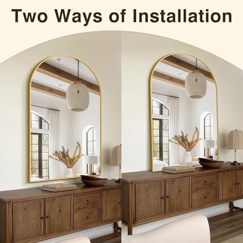 FICTOR 30" x 50" Arched Bathroom Vanity Mirror for Over Sink, Gold - Image 5