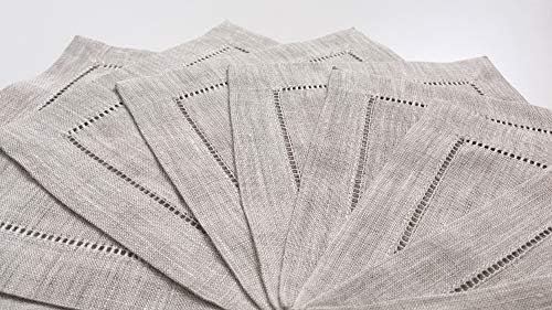 Ladder Hem Stitch Natural Linen Cocktail Napkins- 1 Dozen 6"x6"- Linen Cloth Napkin Coasters-Set of 12 - Image 6