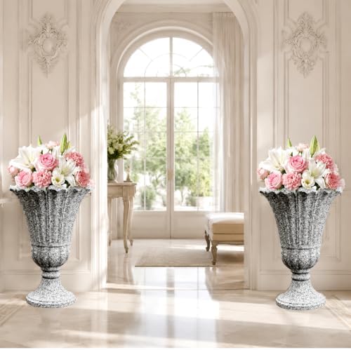 NicBex 24" Tall Urn Planters for Outdoor Plants Set of 2 - Grey Petal - Image 5