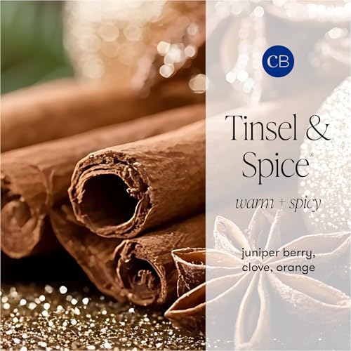 Capri Blue Tinsel & Spice Scented Candles for Home - Glimmer Inverted Jar Candles - Soy Candles - Holiday Candle with Mulberry & Gold Ombre Glass Holder (10 oz) - Image 3