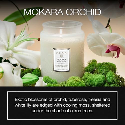 Voluspa Mokara Orchid Large Scented Candle Jar 18 Oz, 100 Hr Burn - Image 2