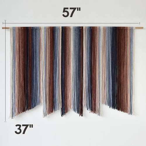Macrame Wall Hanging Dip Dyed Large Yarn Wall Art Boho Home Decor 57"W*35"L - Image 5