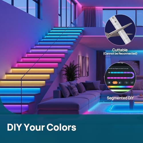 Linkind 10ft Smart LED Strip Lights - AuraScape Segmented Color Changing WiFi Light Strip - Compatible with Alexa & Google Home - DIY Dynamic Lighting for Bedroom, Living Room, Gaming Setup & Kitchen - Image 5