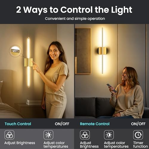 10000mAh Rechargeable Wall Lights, Gold, 29 Inch, 3CCT, 2 Pack - Image 5