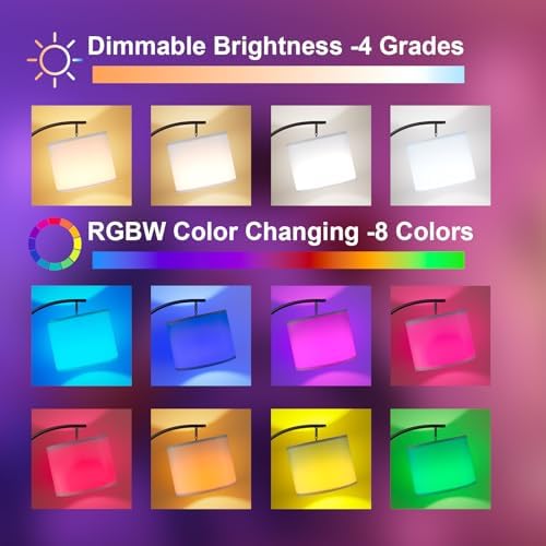 Ambimall Floor Lamps with Smart Light Bulb, RGB + Color Temperatures Bright Dimmable Smart Floor lamp(White Shade & Black Pole) - Image 3
