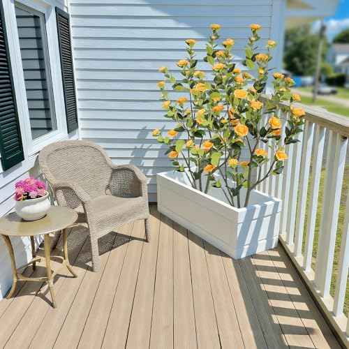Nafresh 5FT Lush Artificial Orange Camellia Tree Outdoor 2 Pack, 60inch Faux Camellia Plant, Fake Camellia Flowers Tree for Indoor Outdoor Living Room Home Patio Front Door Garden Decor - Image 6