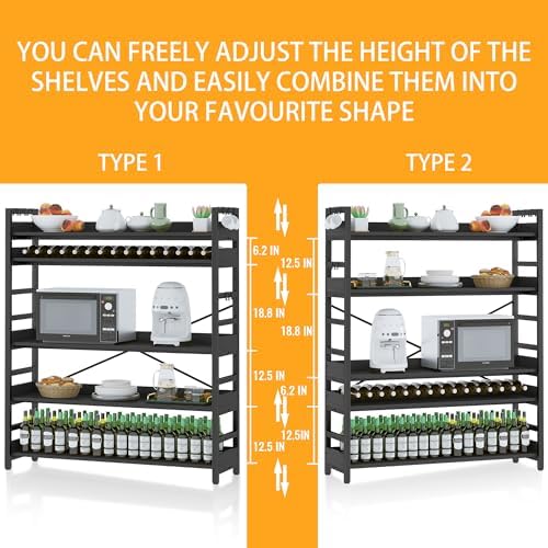 HCHQHS 5 Tier Bookshelf, Adjustable Industrial Bookcase, Vertical Tall Book Shelf, Wood and Black Metal Open Bookshelves for Home Office, Living Room, Bedroom - Image 4