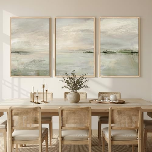 Large Framed Sage Green Abstract Landscape Wall Art for Living Room, 24x36 - Image 4