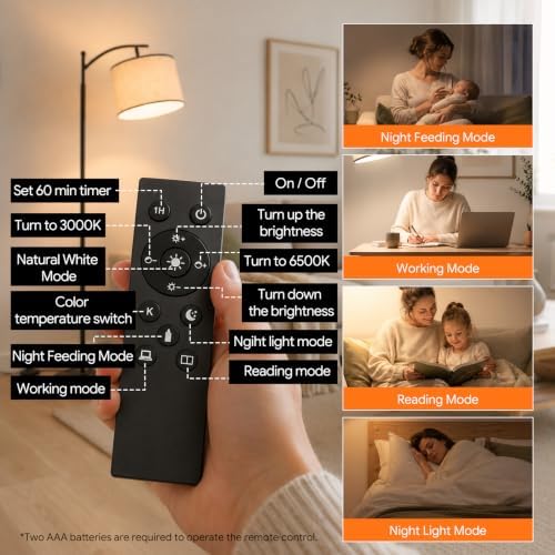 BySea Dimmable Arc Floor Lamp, Adjustable Over Couch Lamp, Remote Control - Image 4
