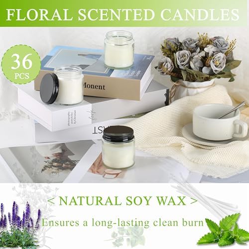 ACITHGL 36 Pcs 4oz Mini Mason Jar Candles Small Scented Candles Bulk Aromatherapy Ideal Souvenir Favors for Wedding Birthday Party (Sage, Mint, Citronella, Black) - Image 4