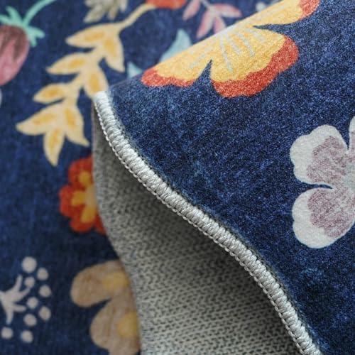4x6 Living Room Area Rugs: Washable Boho Bedside Rug Non-Slip Floral Small Low Pile Carpet for Kitchen Bedroom Non-Shedding Floor Mat for Kids Room Office Durable Mat for High traffic Area(4x6，Purple) - Image 3