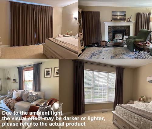 Vision Home Brown Pinch Pleated Full Blackout Curtains Linen Blended 60" Wide Thermal Insulated Window Panels 90 inch for Bedroom Living Room Darkening Pleat Drapes with Hooks Back Tab 60" Wx90 Lx1 - Image 6