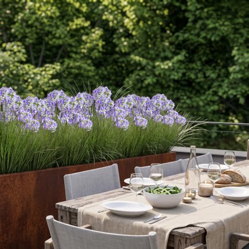 Ttranewsoo Tall Artificial Grass Plant with Purple Flowers, 35.4 Inch Faux Potted Greenery, UV Resistant Floor Plant for Indoor and Sheltered Outdoor Decor, 1 Pack - Image 7