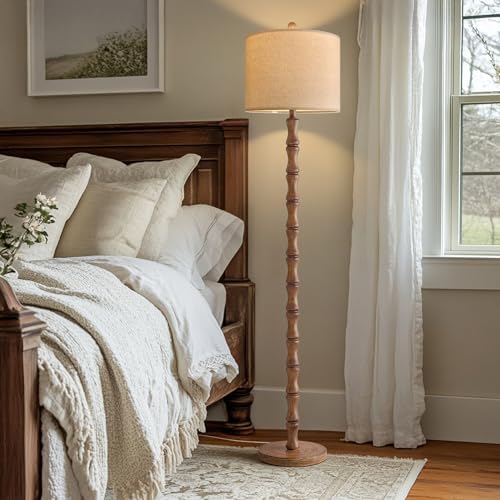 BOBOMOMO 62" Rustic Floor Lamp for Living Room, Retro Farmhouse Floor Lamp Rotary Switch, Resin Standing Lamp for Living Room, Corner, Dining Room, Bedroom, Home Decor - Image 6