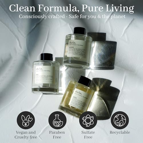Duša Santal Reed Diffuser & Sticks - 5 Fl Oz Essential Home Fragrance Decor for Bathroom, Office & Living Spaces – Stylish & Long-Lasting Room Air Freshener -Ideal for Housewarming & Special Occasions - Image 6