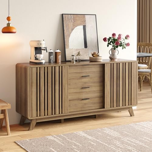 ONBRILL Sideboard Buffet Cabinet with Storage, Fluted Kitchen Cabinet by ONBRILL