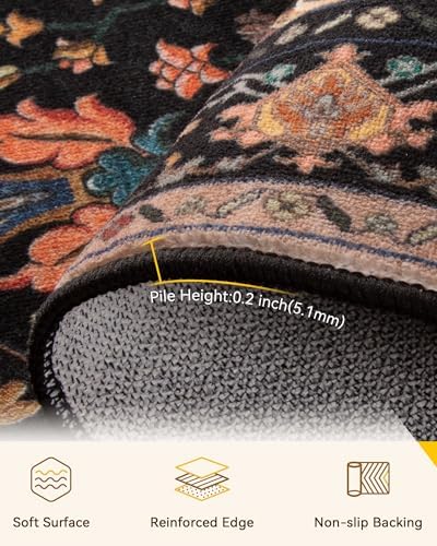 RELEANY Washable Area Rug, 8'x10', Black/Colorful - Image 5