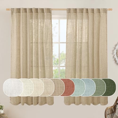 LAMIT Faux Linen Curtains 63 inches Long for Bedroom, 52 x 63 Inch by LAMIT