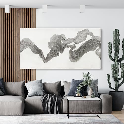 Abstract Wall Art Decor Large Modern Wall Art Decor Oversized Wall Art Pictures for Living Room Abstract Canvas Art Wall Decor Gray White Wall Art Prints Artwork for Walls Home Office Decor 29" X 58" - Image 6