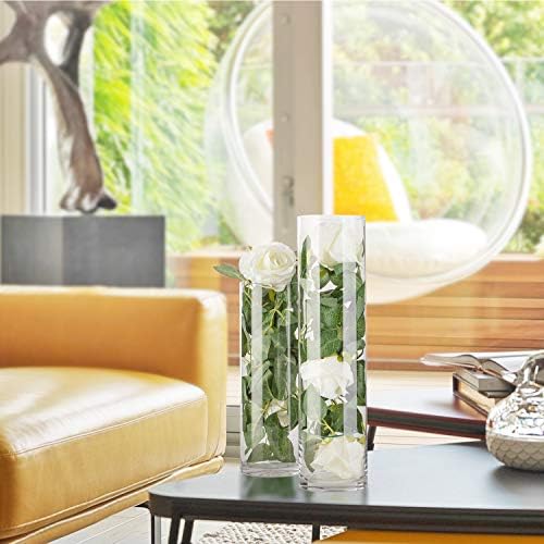 WGVI Quality Thick Weighted Clear Cylinder Glass Vases, 4" W x 10" H, Flower Arrangement Floating Candle Holders Wedding Centerpieces Terrarium Planter Floral Storage Container, Bulk Wholesale, 6 Pcs - Image 5