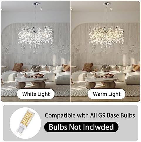 30" Modern Crystal Chandelier, 10-Light Silver Tree Branch Chandeliers, Luxury Round K9 Crystal Raindrop Chandelier Pendant Lighting for Dining Room, Living Room, Foyer, Entryway, Kitchen, Bedroom - Image 4