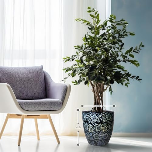 10 inch Plant Pot，Ceramic Plant pots，Ceramic Planter for Indoor Plants Outdoor,Mid-Century Modern Home Decor, Modern Flower Pot, Large Plant Pot with Drainage Hole - Image 2