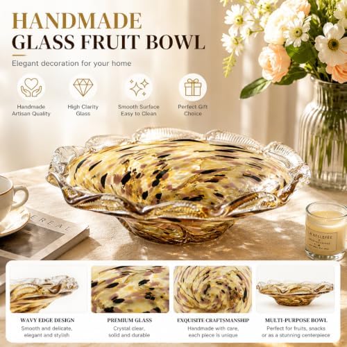Hand Blown Glass Bowl Decorative Dish Fruit Bowl Home Decor - Image 2