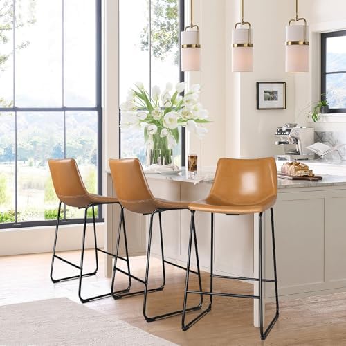 Waleaf 30 Inch Counter Height Bar Stools Set of 3, Faux Leather Bar Chairs - Image 5