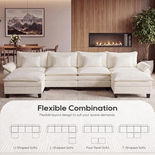URRED Oversized Modular Sectional Sofa，White：157" U Shaped - Image 4