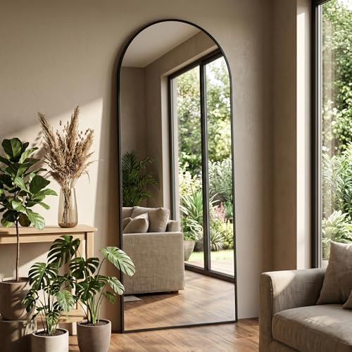 58"x19" Floor Mirror Full Length, Arched Full Length Mirror with Stand, Full Body Mirrors for Bedroom Living Room or Cloakroom Black - Image 2