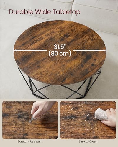 VASAGLE Round Coffee Table, 31.5-Inch Center Table, Diamond-Shaped Frame - Image 3