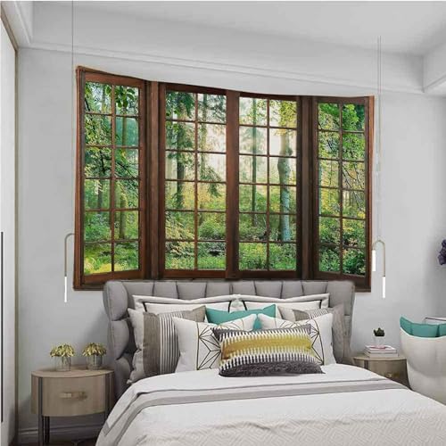 Green Forest Window Tapestry Natural Scenery Tapestry for Bedroom 90"x 84" - Image 3